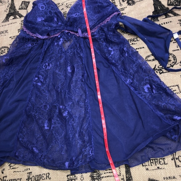 Frederick's Of Hollywood Lace Mesh Babydoll And Bottom 2 Piece Set Size L - Picture 13 of 14